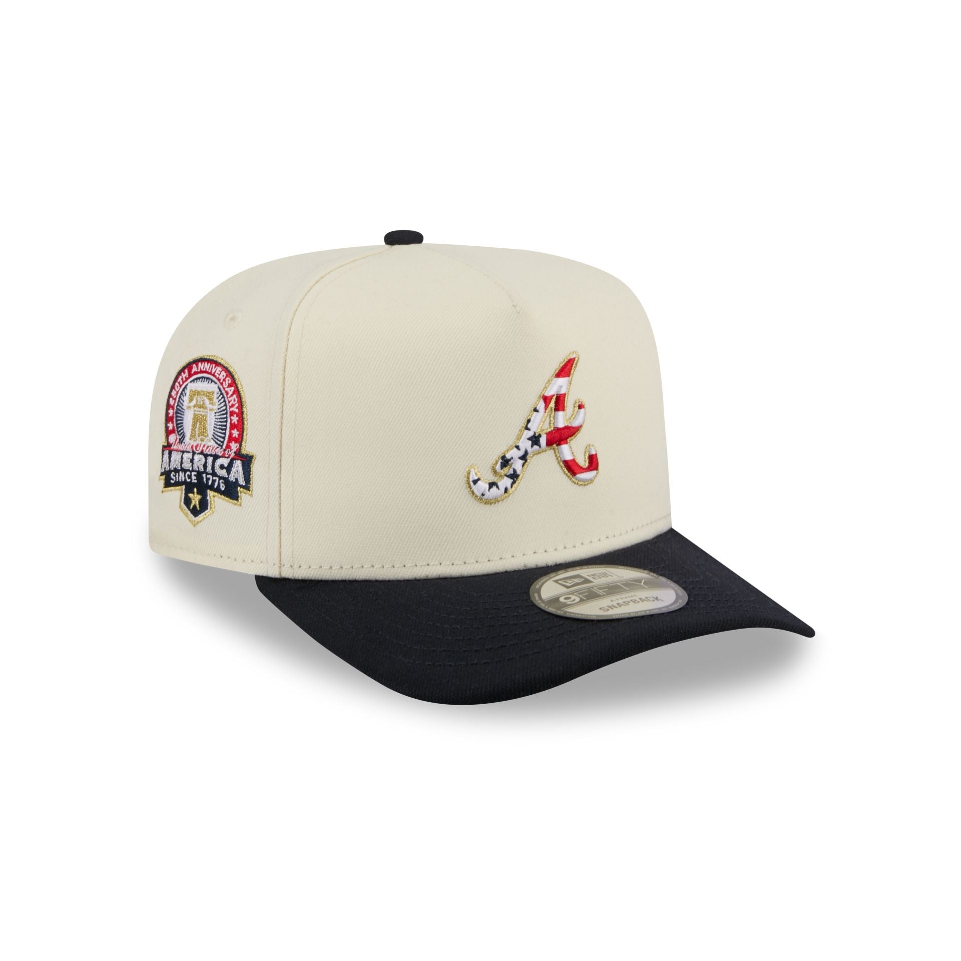 Atlanta Braves Chrome White Stars and Stripes 9FIFTY A-Frame Snapback Hat
