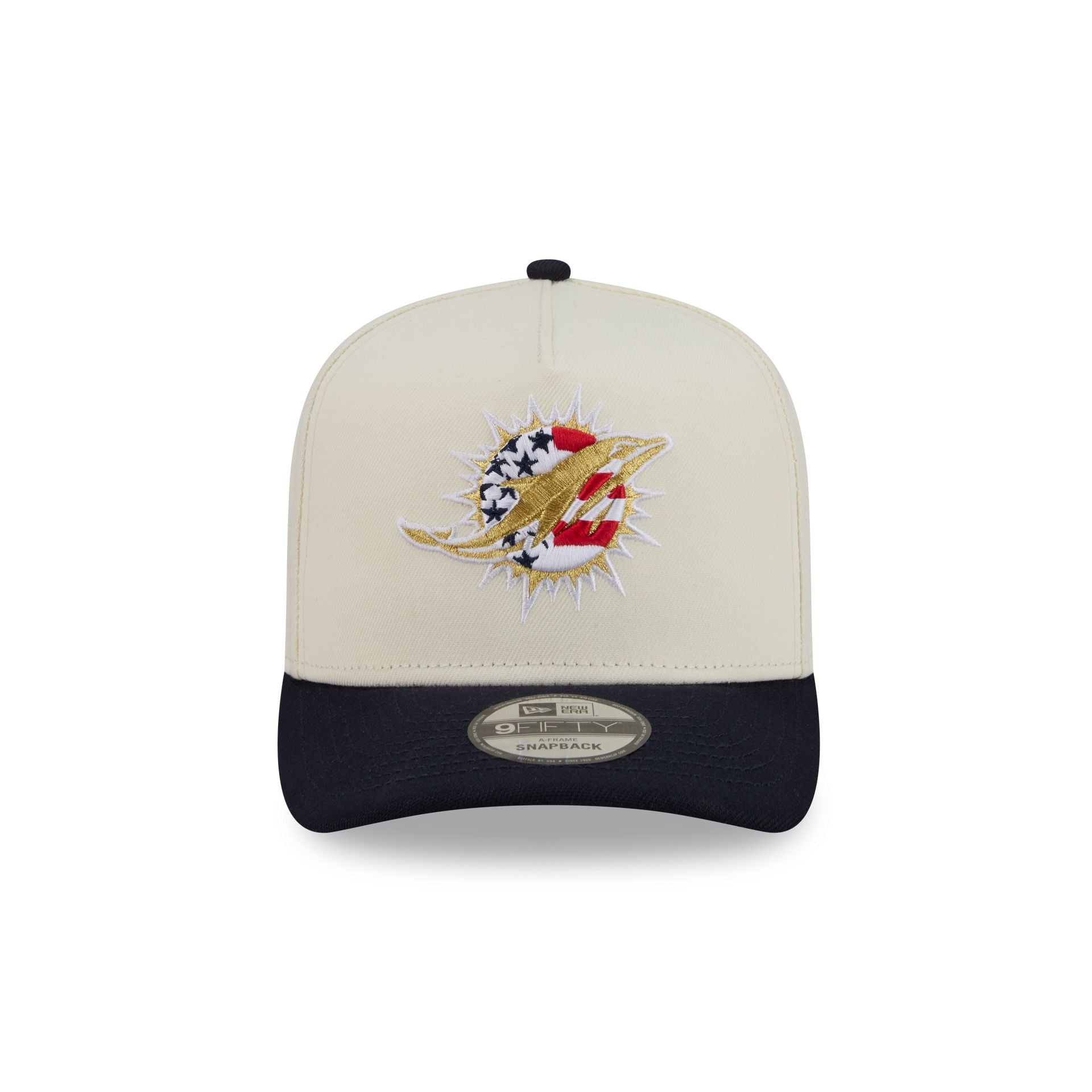 Miami Dolphins Chrome White Stars and Stripes 9FIFTY A-Frame Snapback Hat