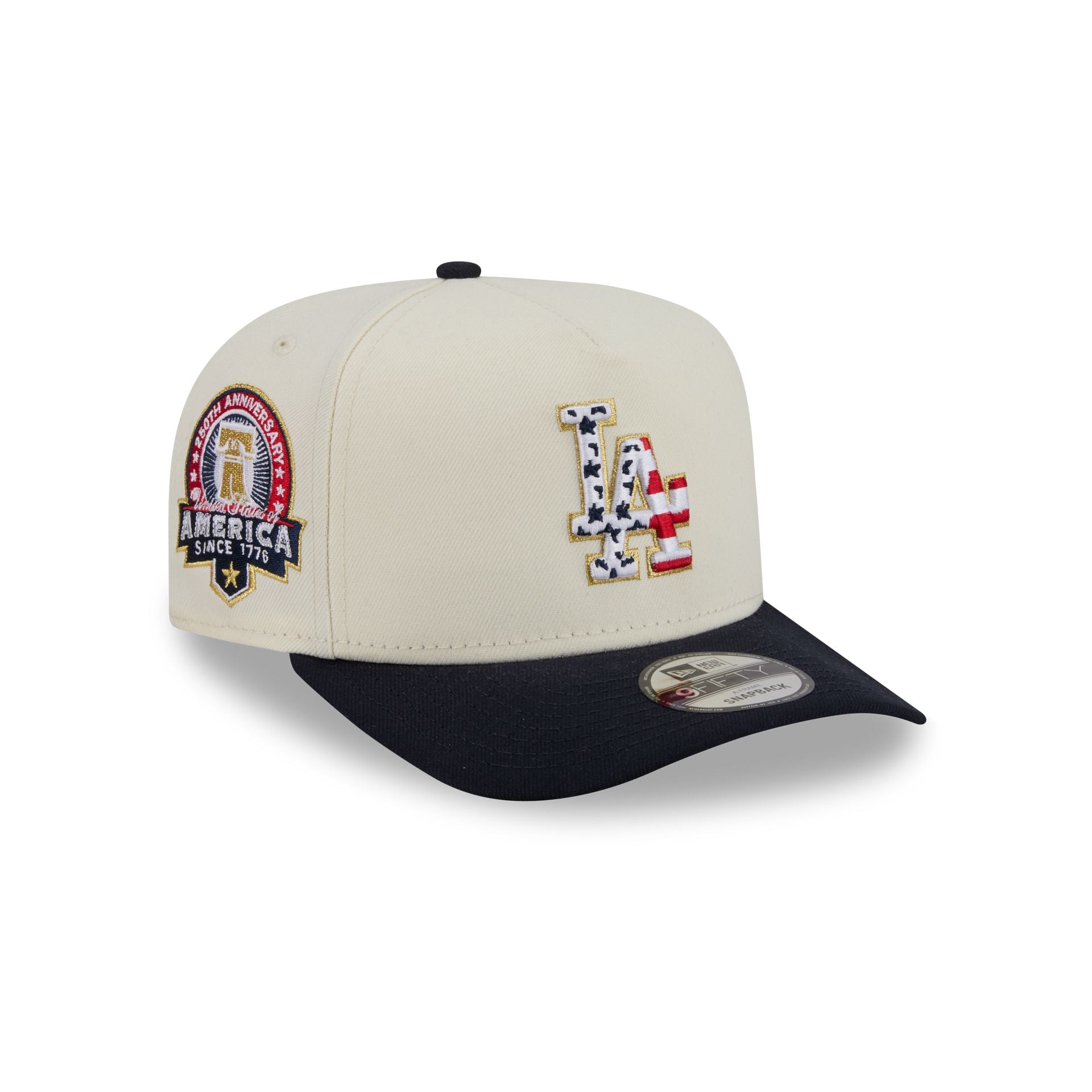 Los Angeles Dodgers Chrome White Stars and Stripes 9FIFTY A-Frame Snapback Hat