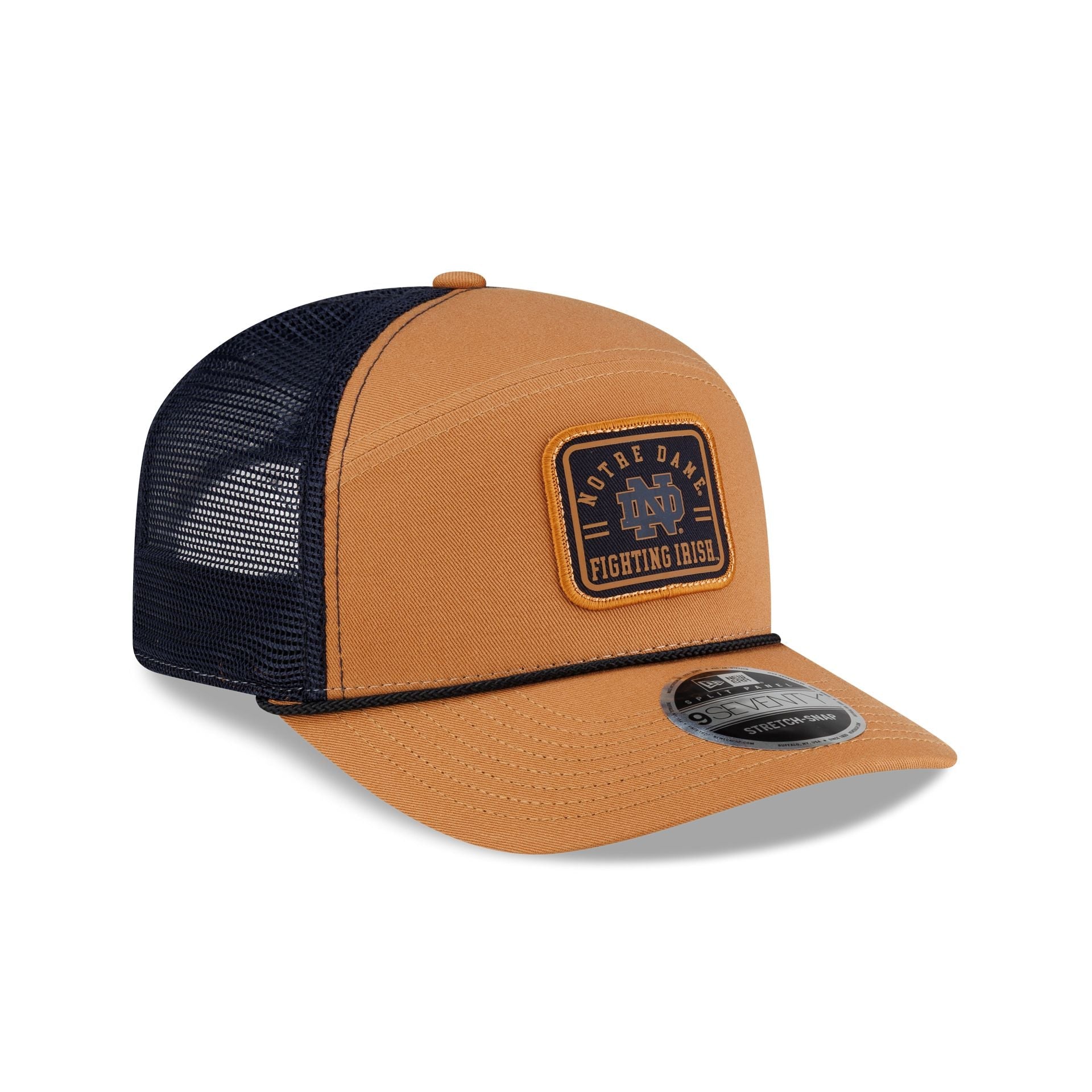 Notre Dame Fighting Irish Light Bronze Split Panel 9SEVENTY Trucker Hat