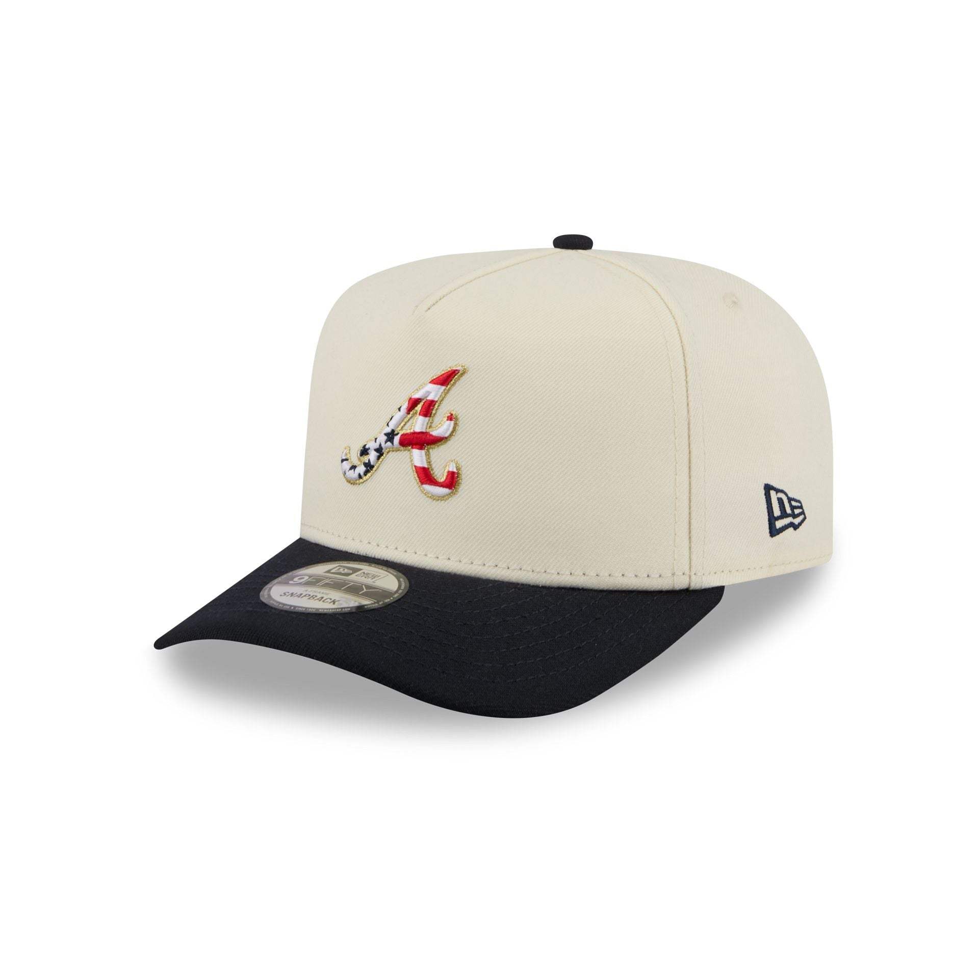 Atlanta Braves Chrome White Stars and Stripes 9FIFTY A-Frame Snapback Hat