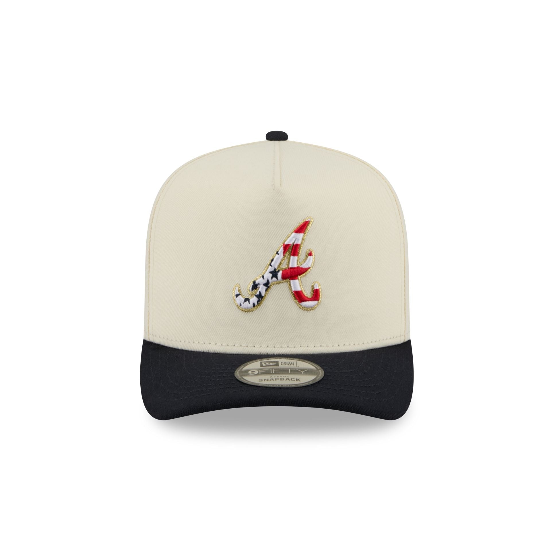 Atlanta Braves Chrome White Stars and Stripes 9FIFTY A-Frame Snapback Hat