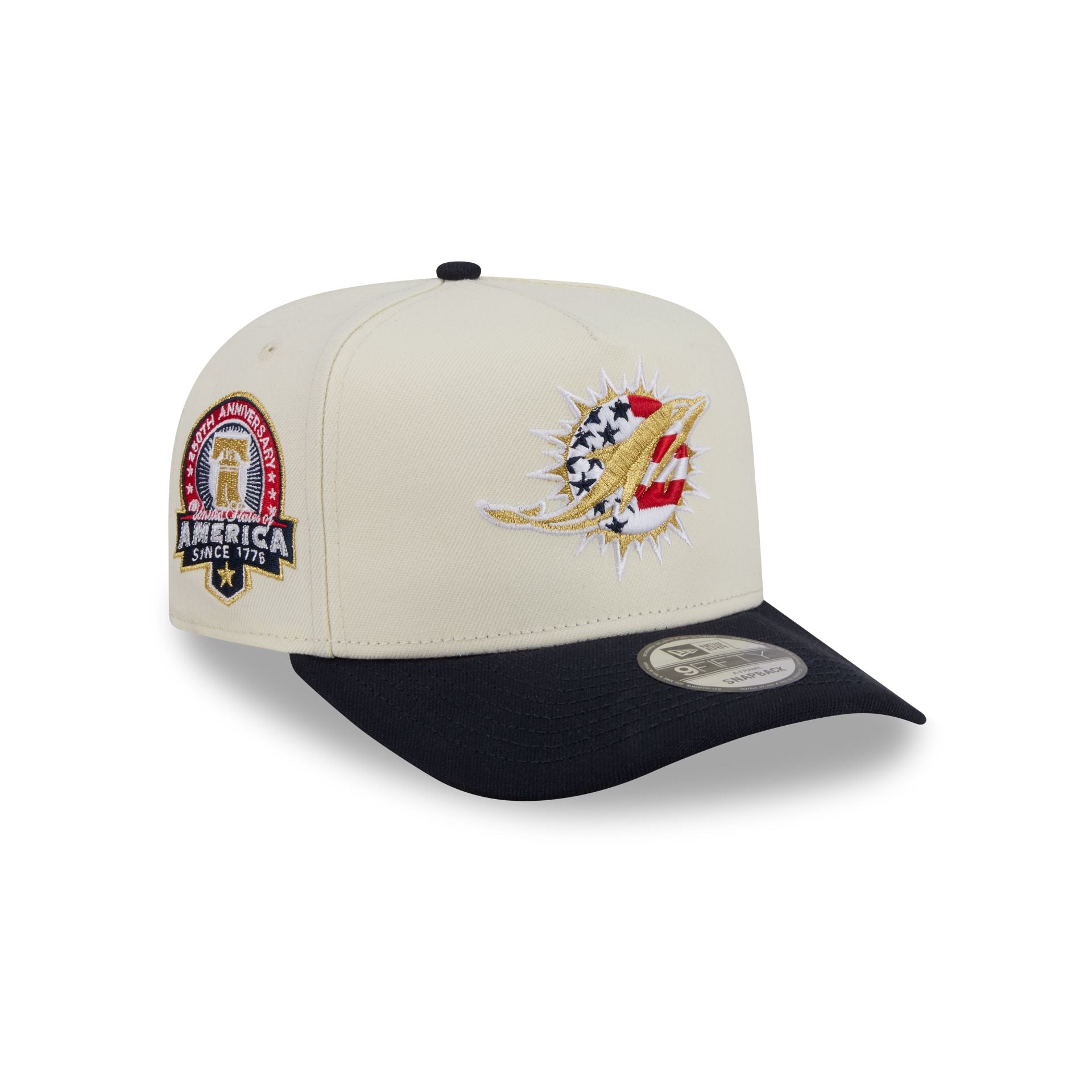 Miami Dolphins Chrome White Stars and Stripes 9FIFTY A-Frame Snapback Hat