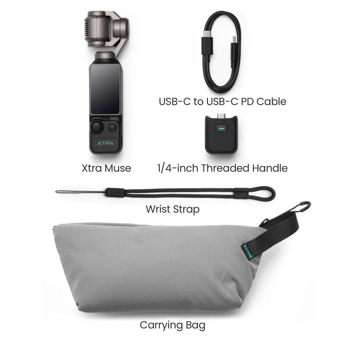 XTRA EDGE Muse 4K Action Camera Bundle, Aries 4000mAh P-Bank, Carrying Case, 64G