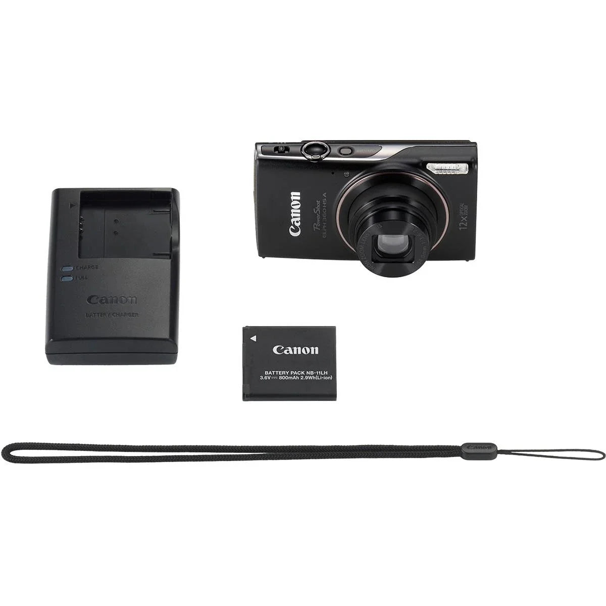 Canon PowerShot ELPH 360 HS Digital Camera Bundle with 64GB microSD Card, SD Ada