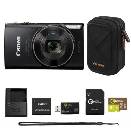 Canon PowerShot ELPH 360 HS Digital Camera Bundle with 64GB microSD Card, SD Ada