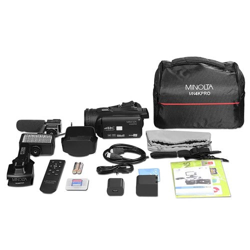 Minolta MN4KPRO 64MP 4K Ultra HD Autofocus Pro Camcorder Kit, Bundle with USB 3.
